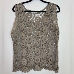 Elegant Crochet Lace Tank Top - Tan
